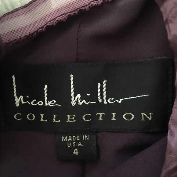 Nicole Miller Metallic Purple and Pewter Ruched Halter Dress Size: 4 - Picture 3 of 5
